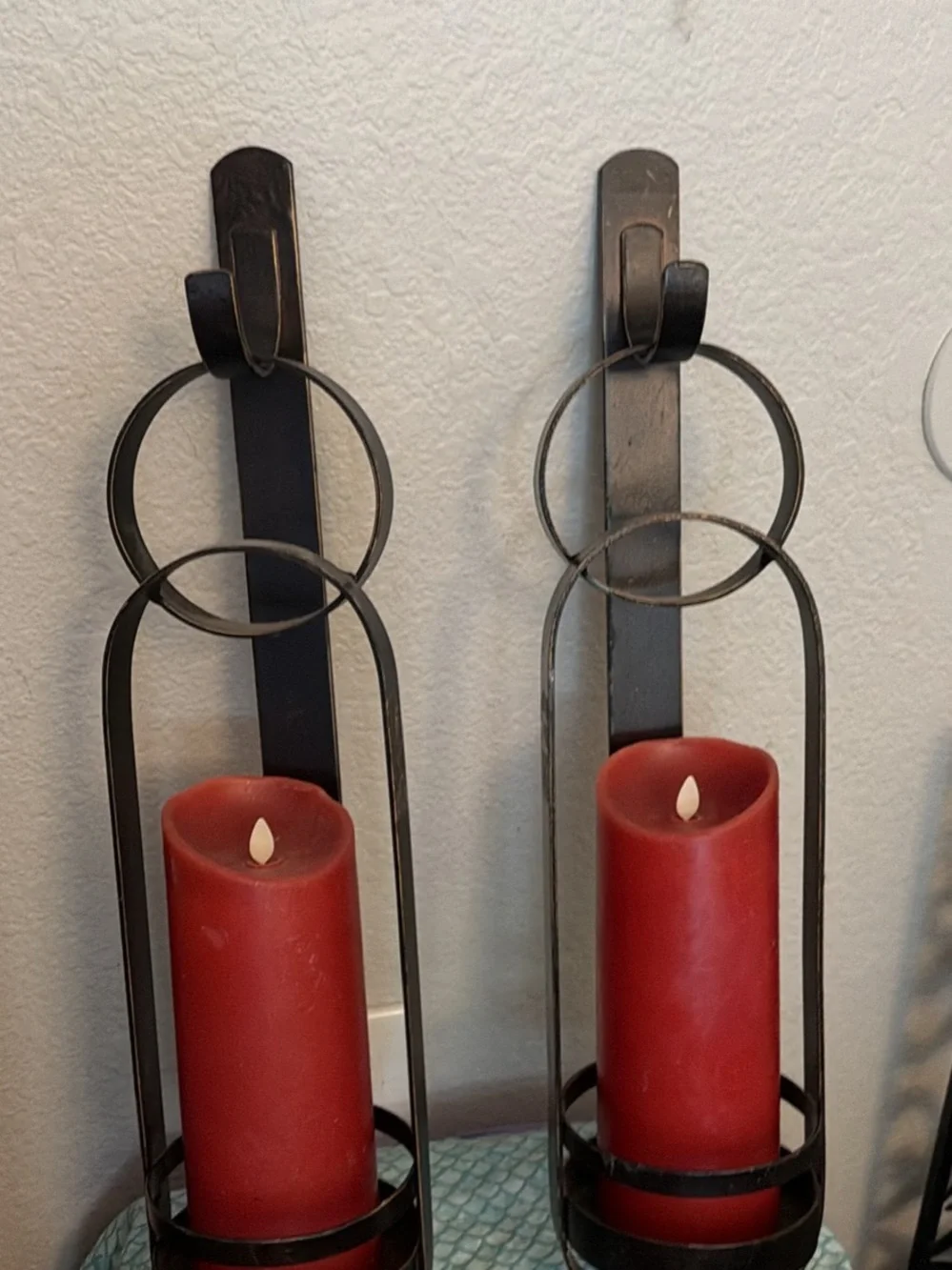 Red LED Pillar Candle Set - 3 Piece